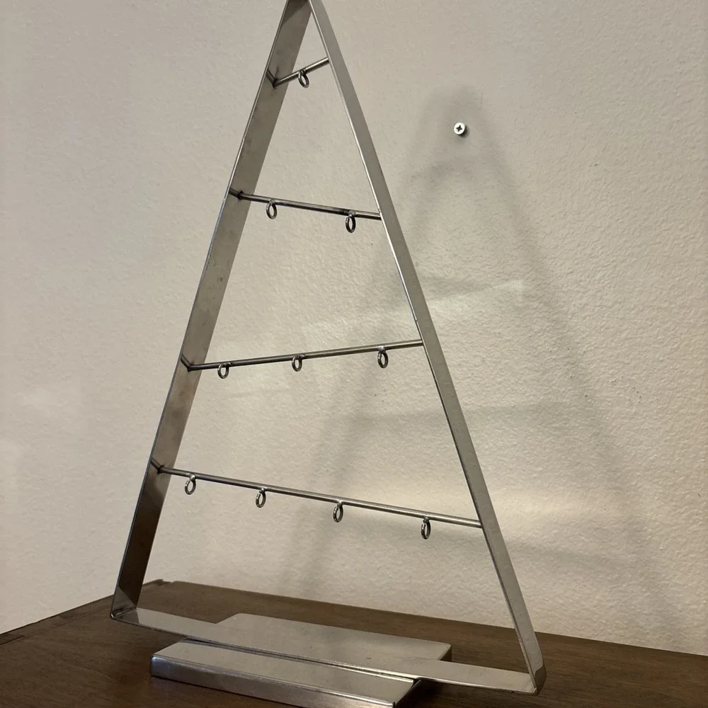 Crate & Barrel A Frame Ornament Metal Tree SILVER 16